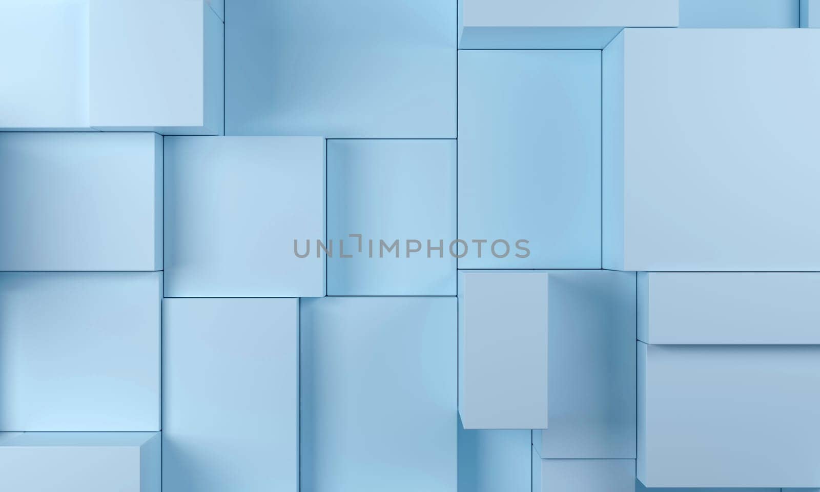 Abstract background blue rectangles wall. 3d rendering.