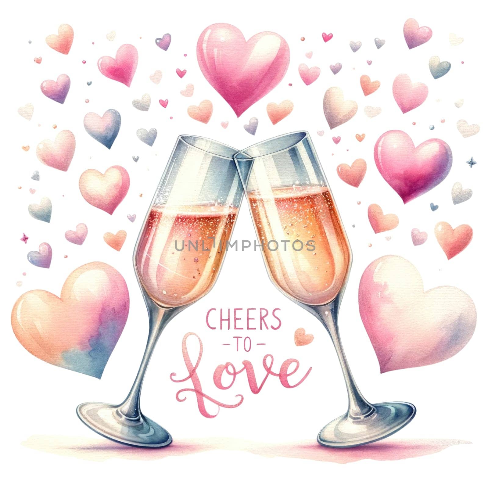 Valentines day watercolor illustration isolated for sweet clipart graphic design for print romantic greeting or invitation card or gift for holiday celebration. Vellichor.