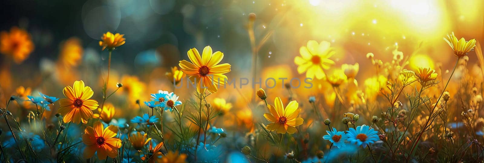 Banner summer wildflowers in a meadow in sunlight. by OlgaGubskaya