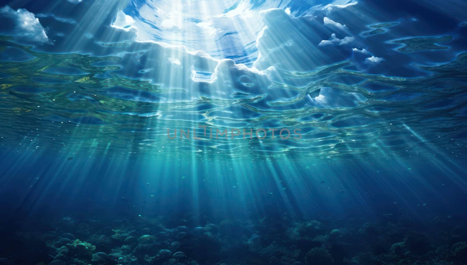 Underwater Sunlight: A Serene Blue Symphony of Water and Light