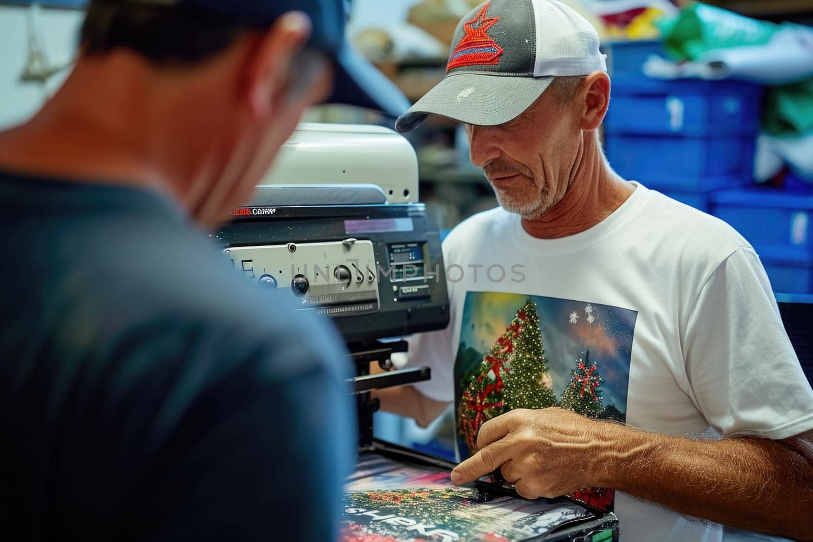 Technology and Creativity: A Man Uses a Printer to Create a Unique Painting by Yurich32