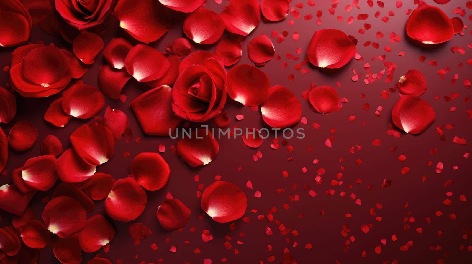 Red roses petals and sprinkles confetti for a holiday celebration 14th februaryAI