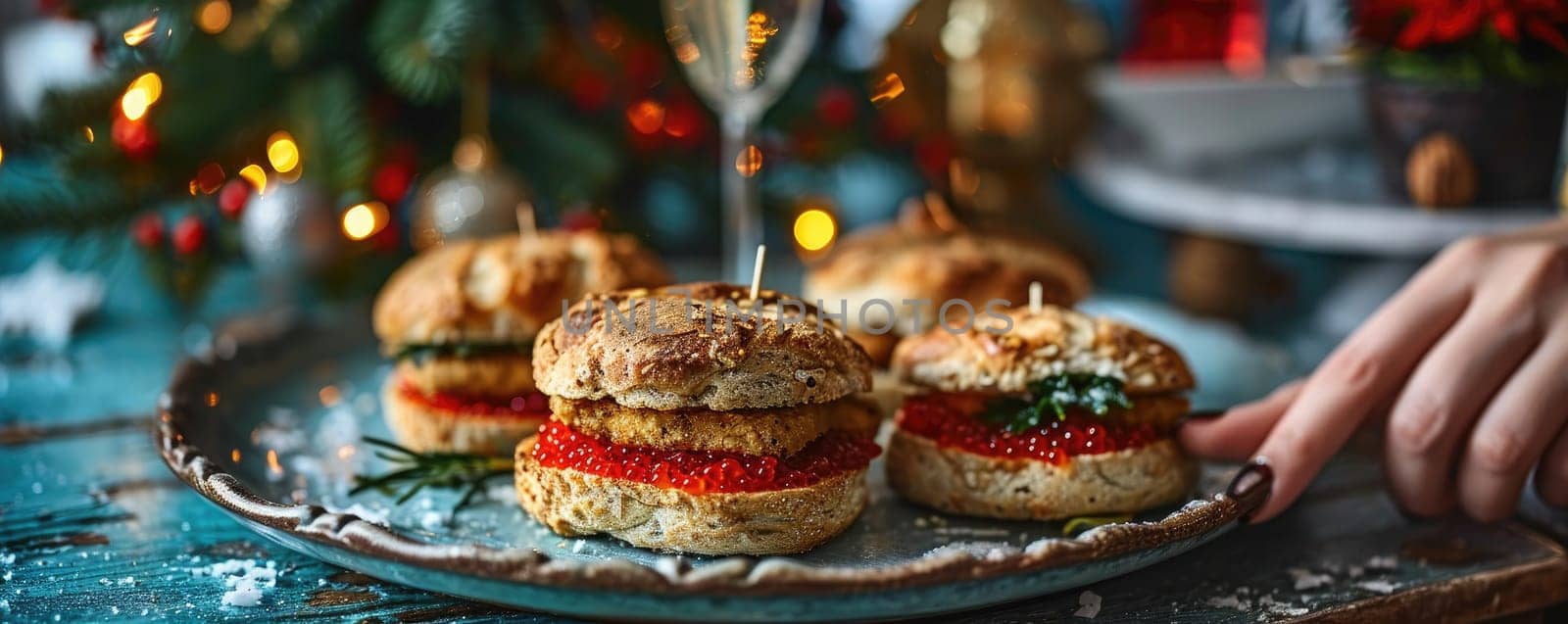 Festive burgers with red caviar by Yurich32