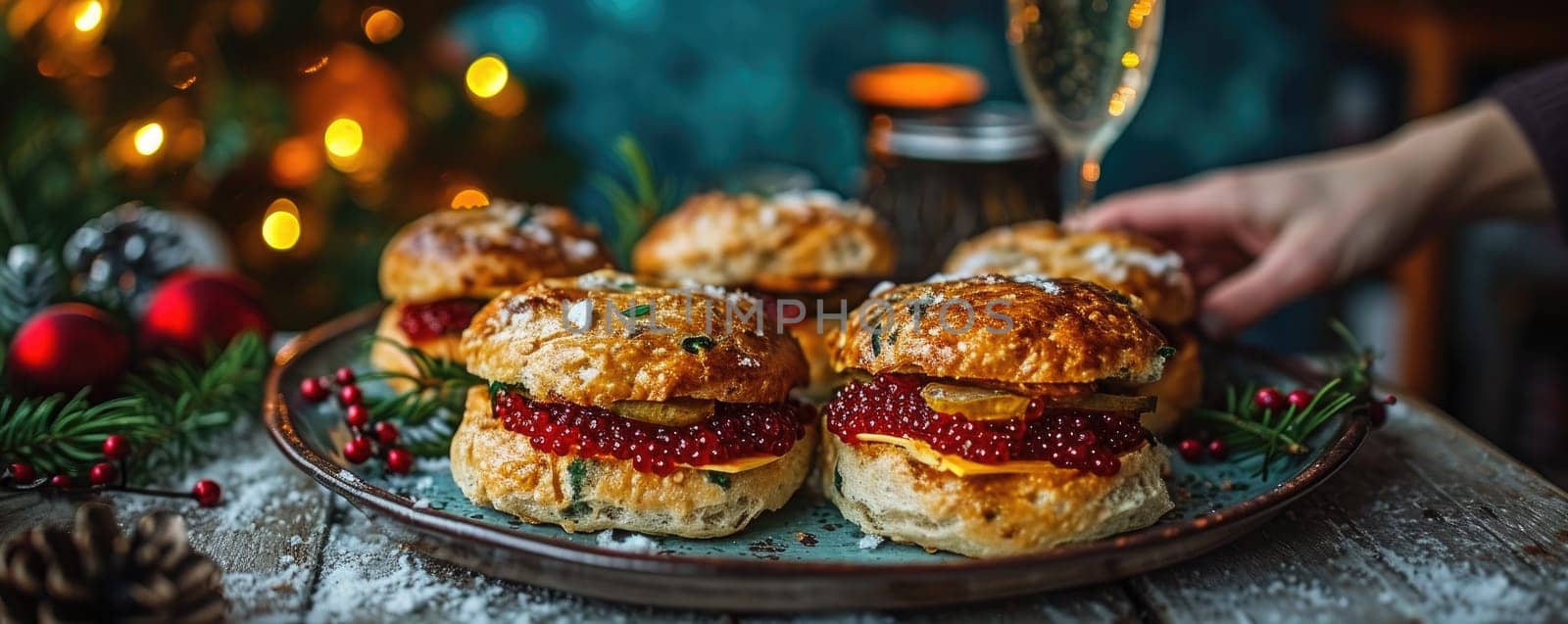 Festive burgers with red caviar by Yurich32