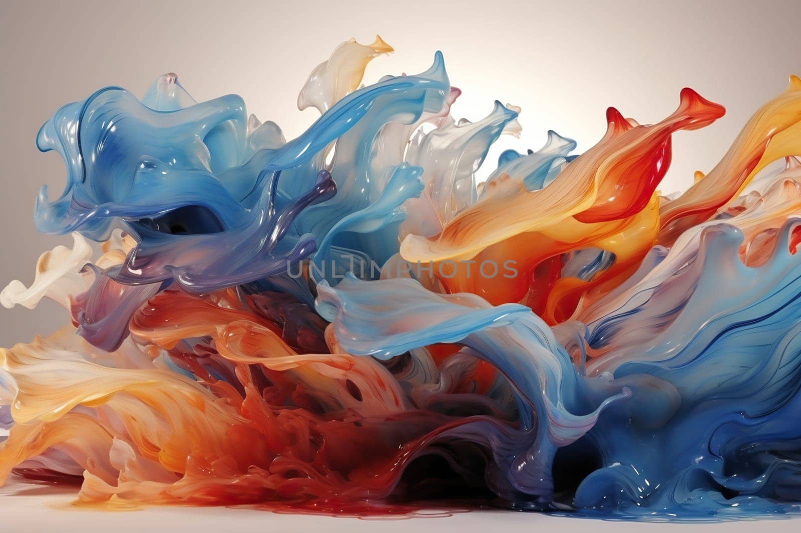 A frozen splash of red and blue colors. Abstract background.