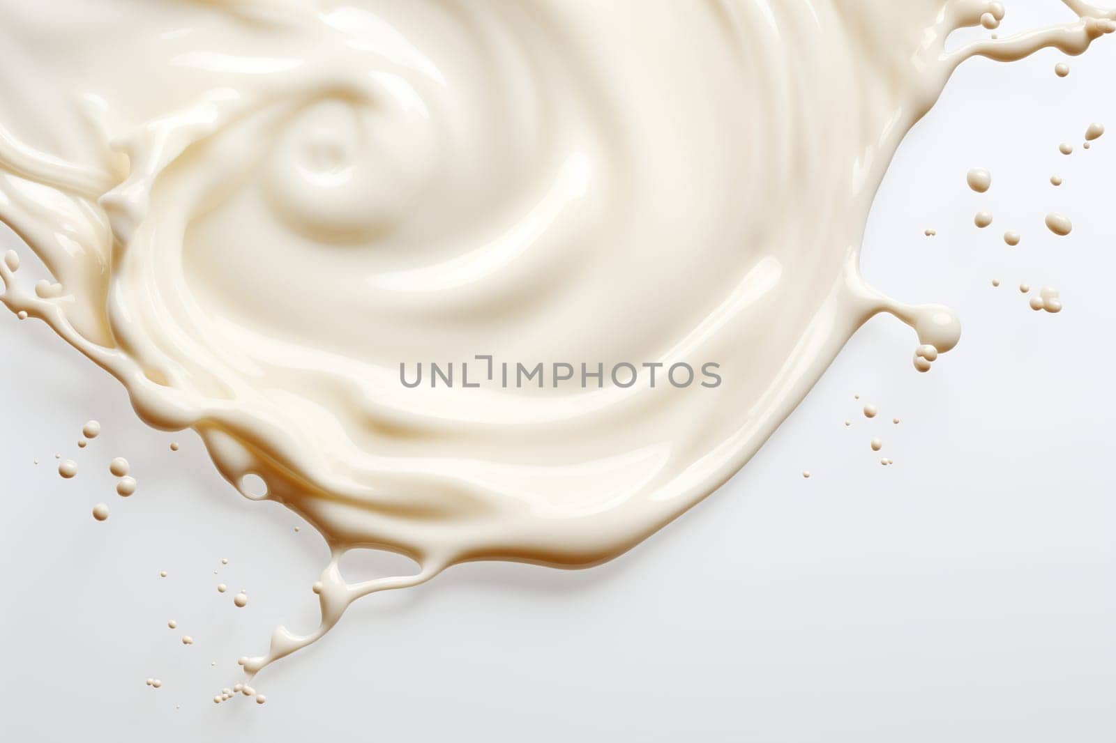 Splash of creamy texture on a white background. Generated by artificial intelligence by Vovmar