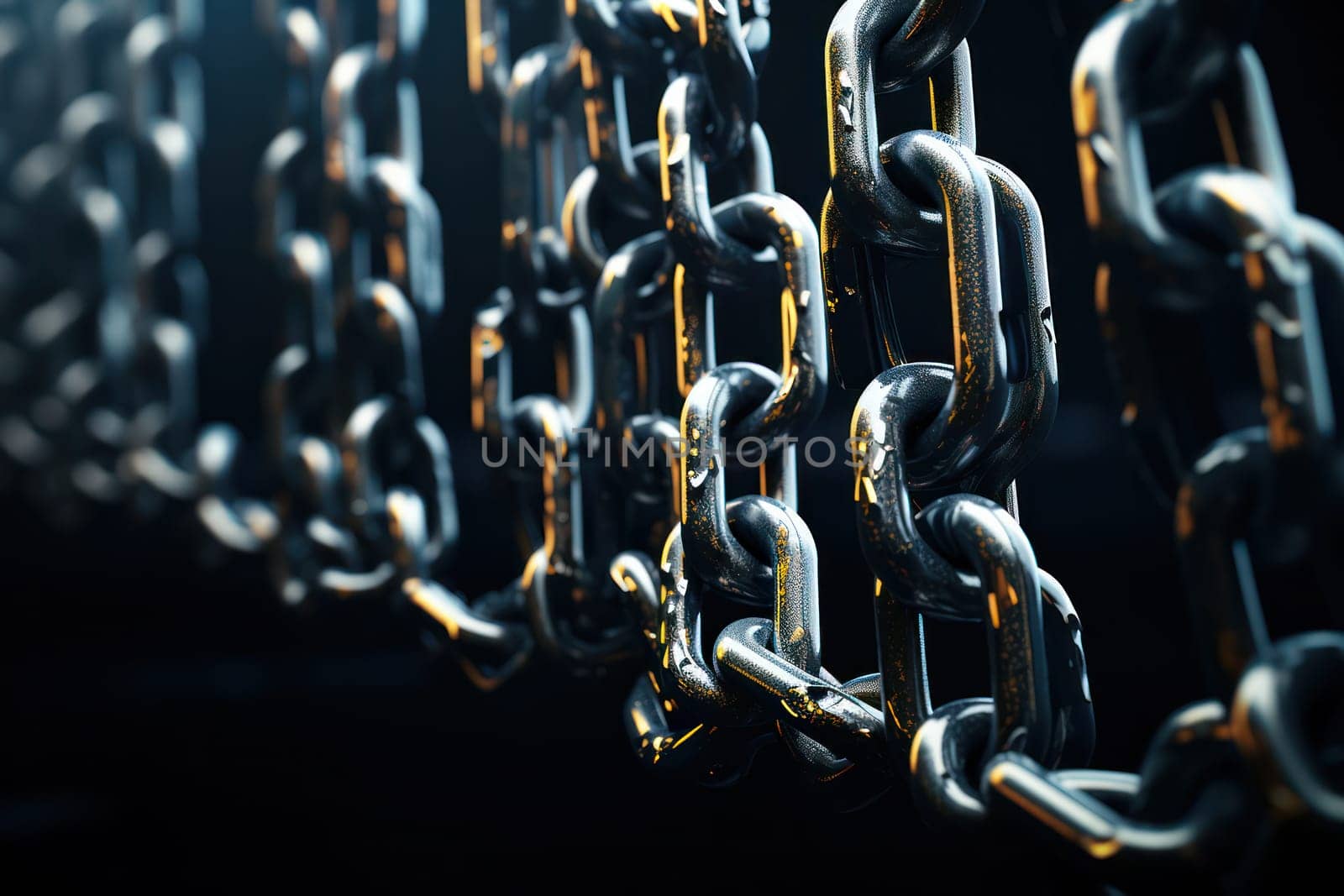Strong Link: Powerful Steel Chains Connecting Industrial Equipment on Rusty Background
