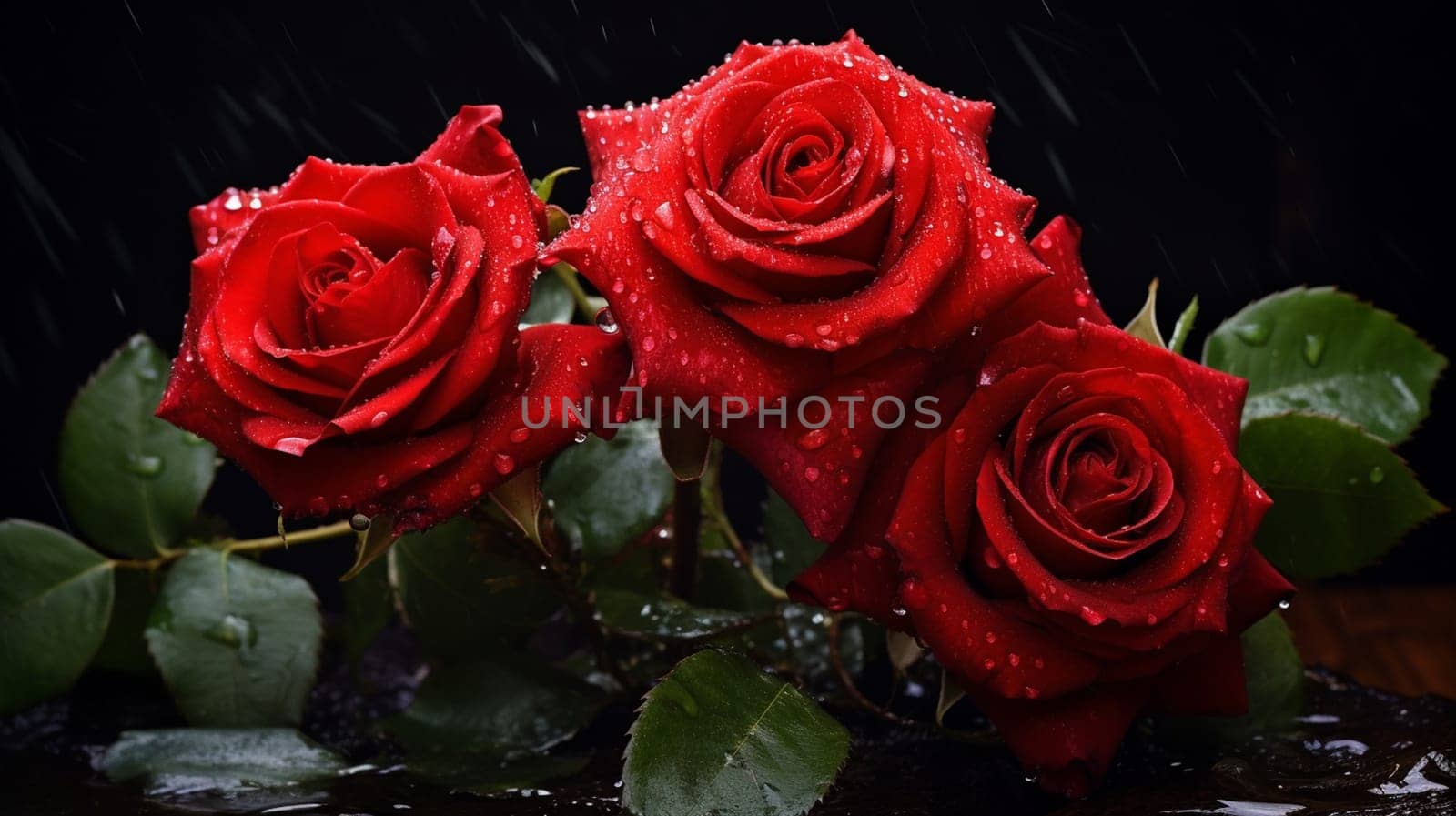 beautiful red roses. selective focus. Generative AI, by mila1784