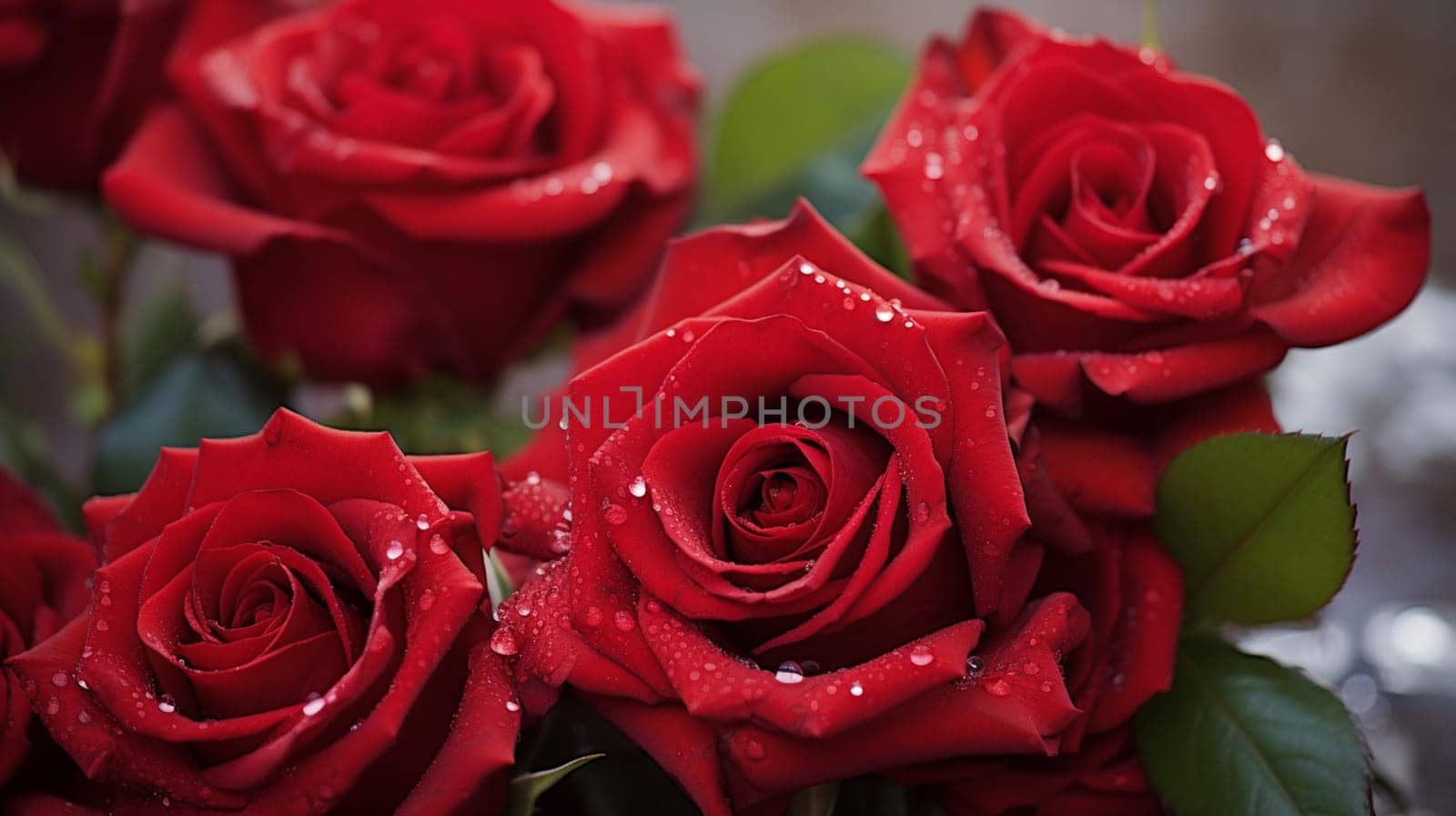 beautiful red roses. selective focus. Generative AI, by mila1784