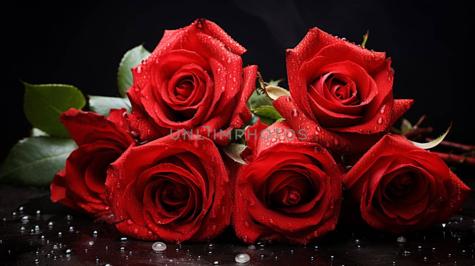 beautiful red roses. selective focus. Generative AI, by mila1784