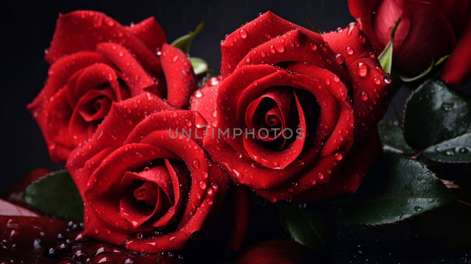 beautiful red roses. selective focus. Generative AI, by mila1784