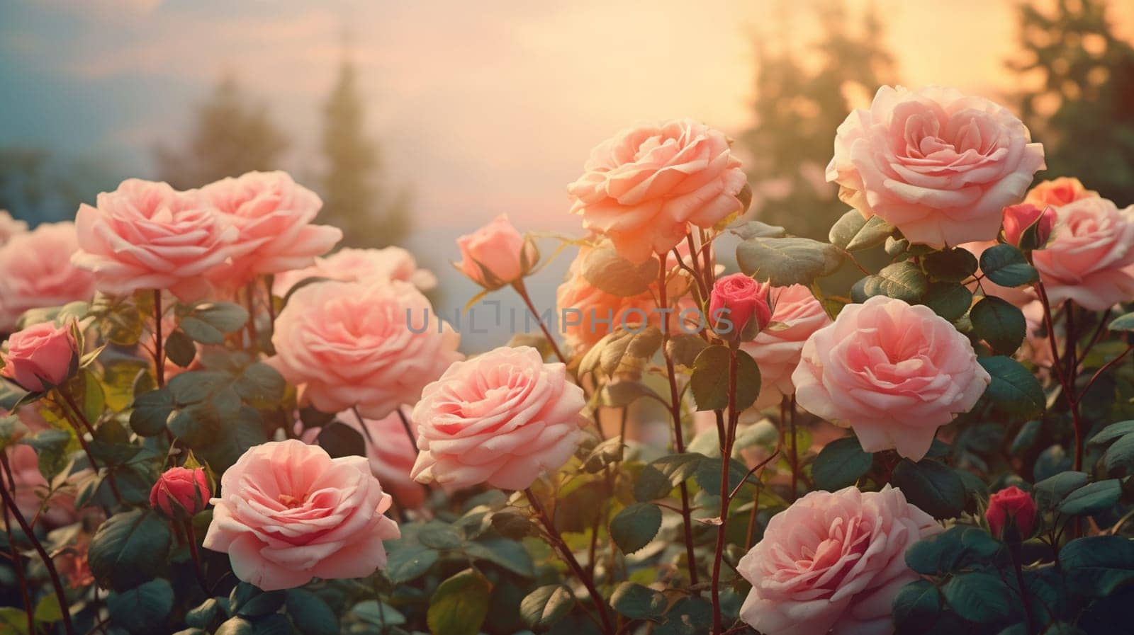 Beautiful roses in light colors. Selective Focus. nature Generative AI,