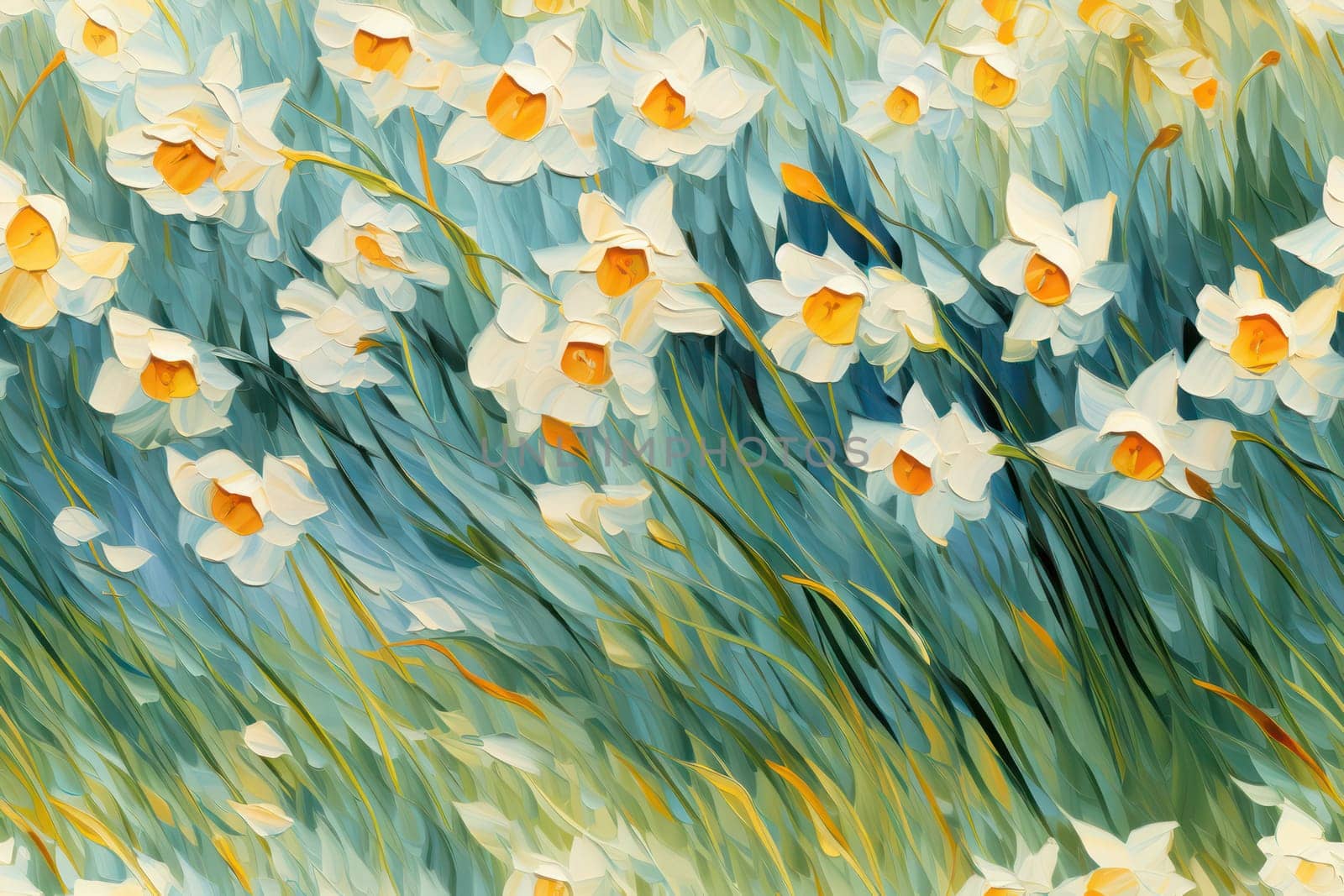 Blooming Botanical Beauty: Narcissus Blossom in a Colorful Meadow by Vichizh