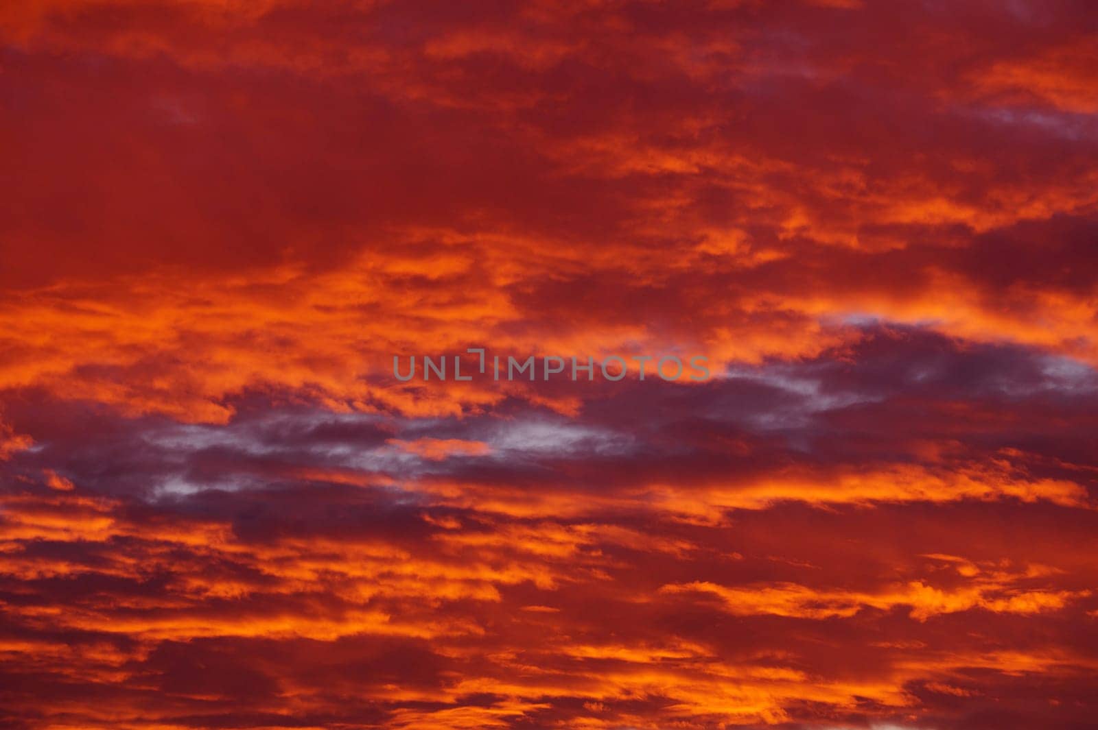 orange-crimson sunset sky in the clouds, red sky by Annado