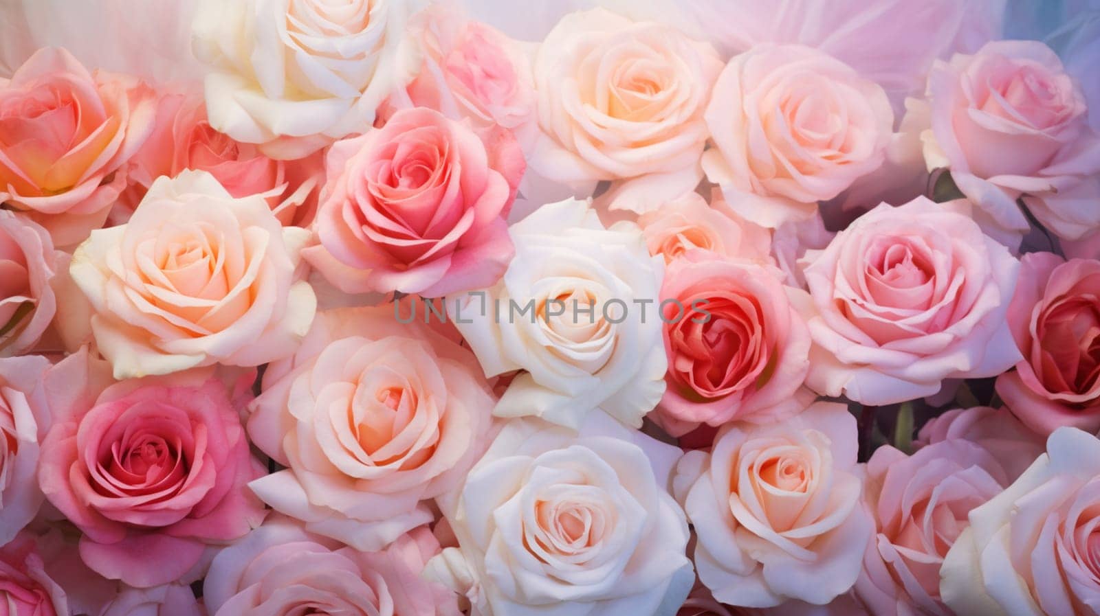 Beautiful roses in light colors. Selective Focus. nature Generative AI,