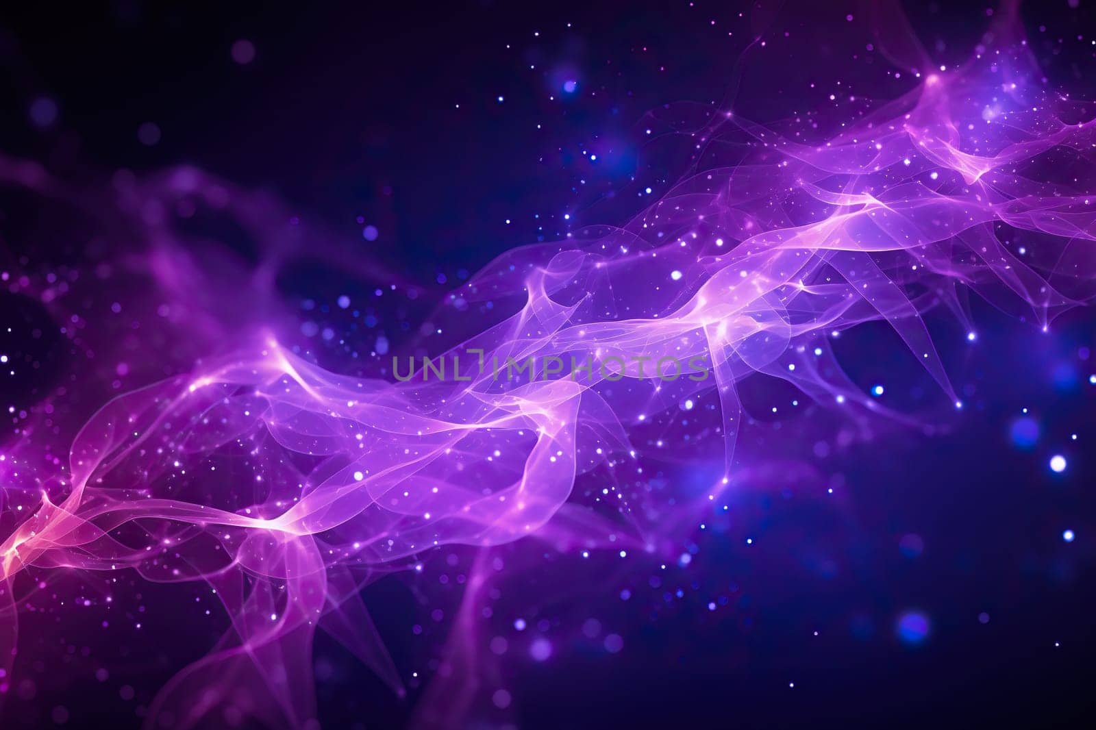 Abstract purple background with molecular structure. Neural connections of the brain. Generated by artificial intelligence by Vovmar