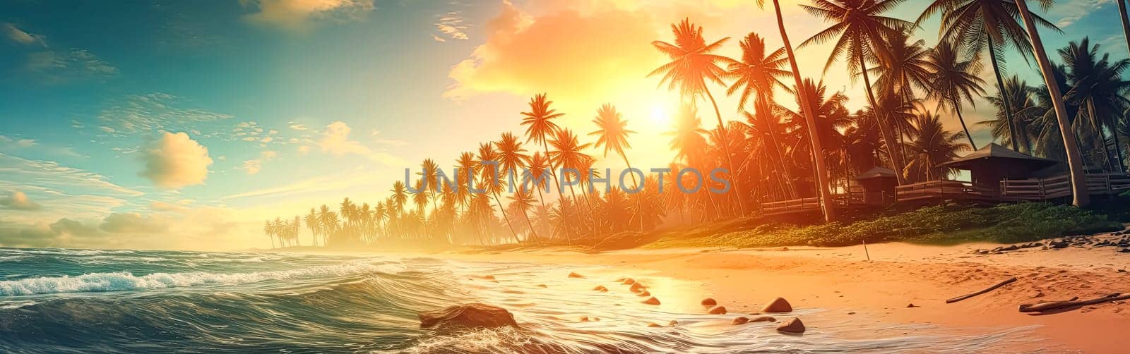 Tropical bliss on a paradise islands palm fringed beach. by Alla_Morozova93