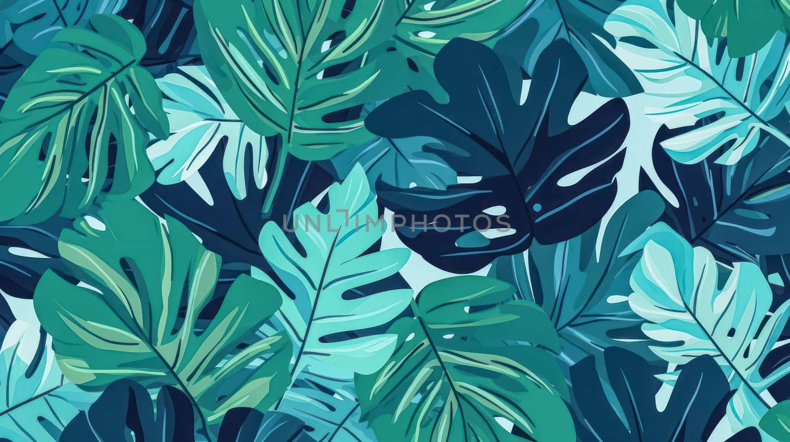 Transform your project with turquoise and green tropical leaves. by Alla_Morozova93