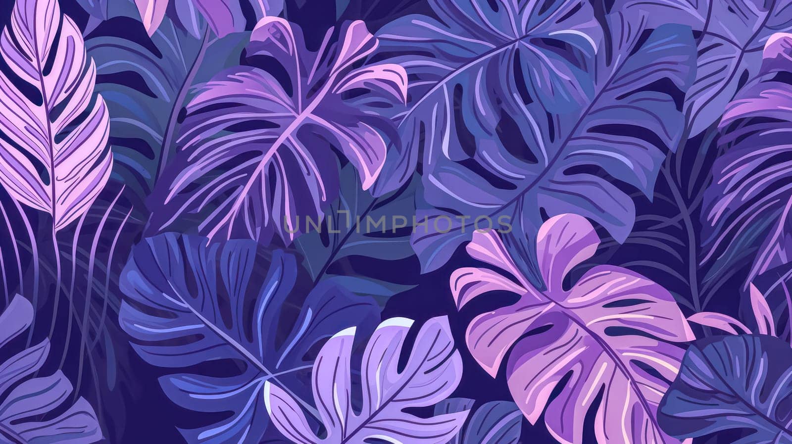 Vibrant neon tropical leaves, an artistic rendition of exotic tree and plant foliage. by Alla_Morozova93