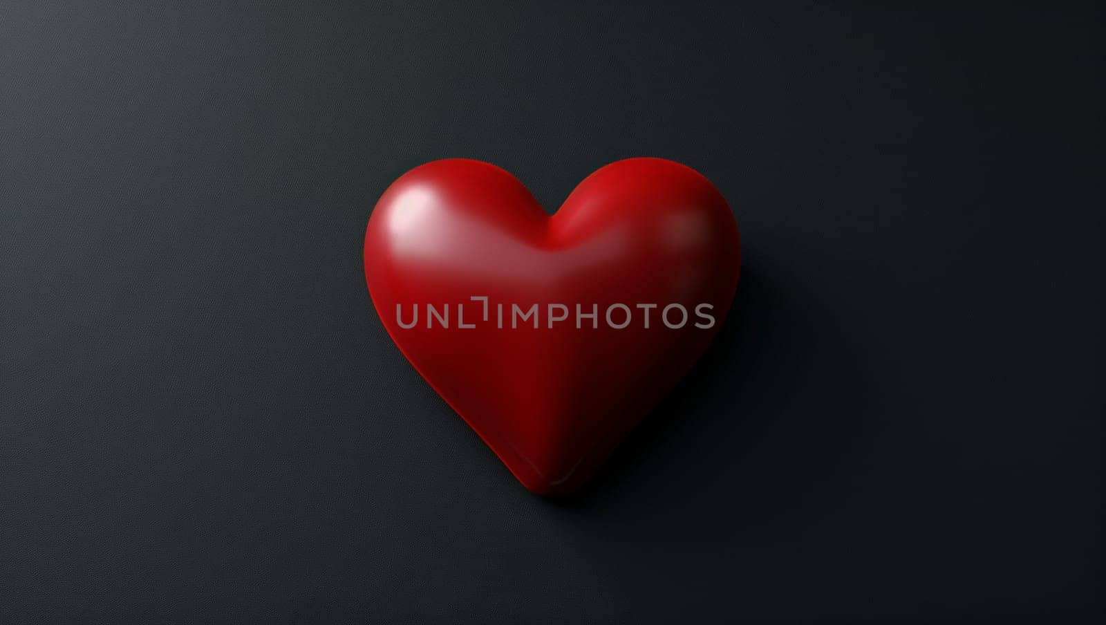 Red heart on a black background. Stylish image. 8 march and Valentine's day. 3D render. by Sneznyj