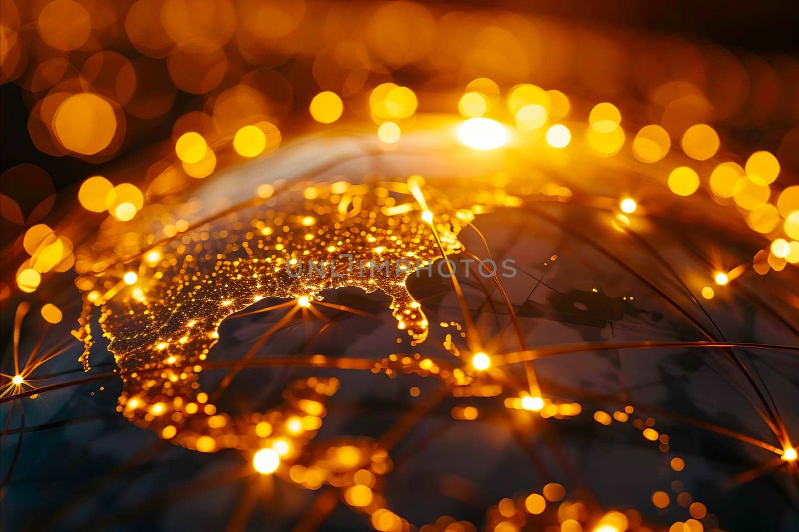 A Shining Globe With a Network Illuminated by Lights. by vladimka