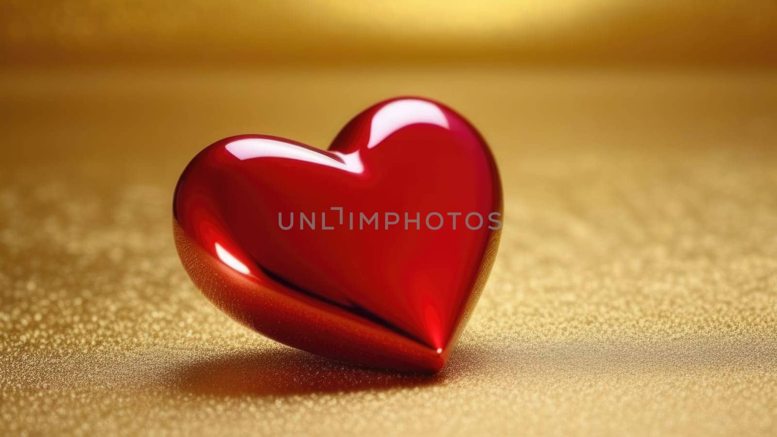 Red heart on a gold background. Valentine's day