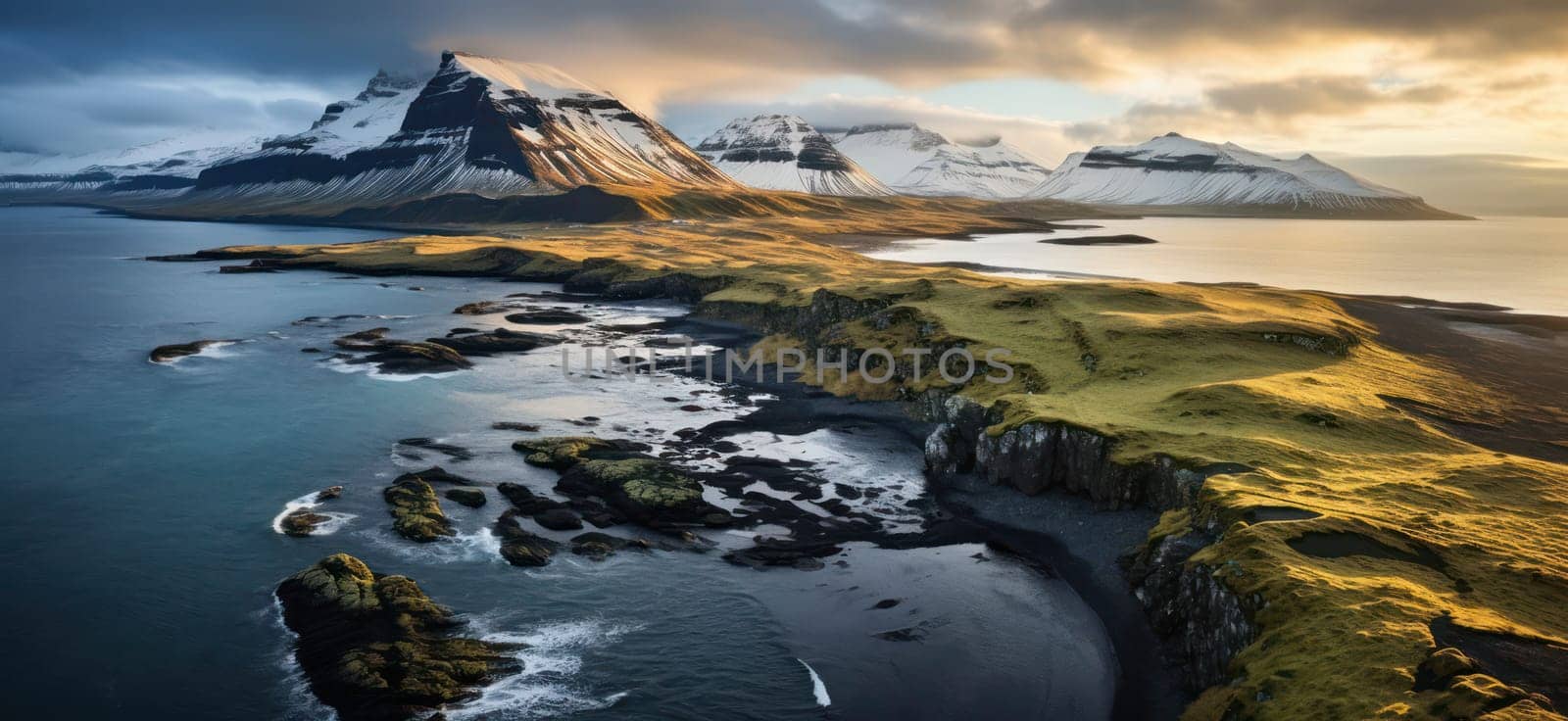 Serene Nordic Summers: A Breathtaking Aerial View of Iceland's Majestic Coastal Landscape