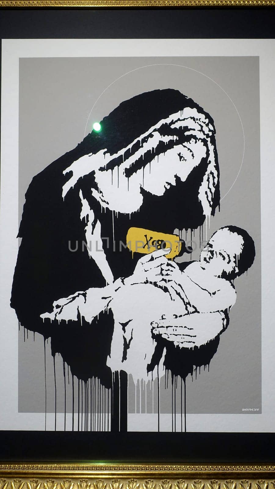 Stockholm, Sweden, December 29 2023. Art exhibition. The mystery of Banksy A genius mind. Toxic Mary.