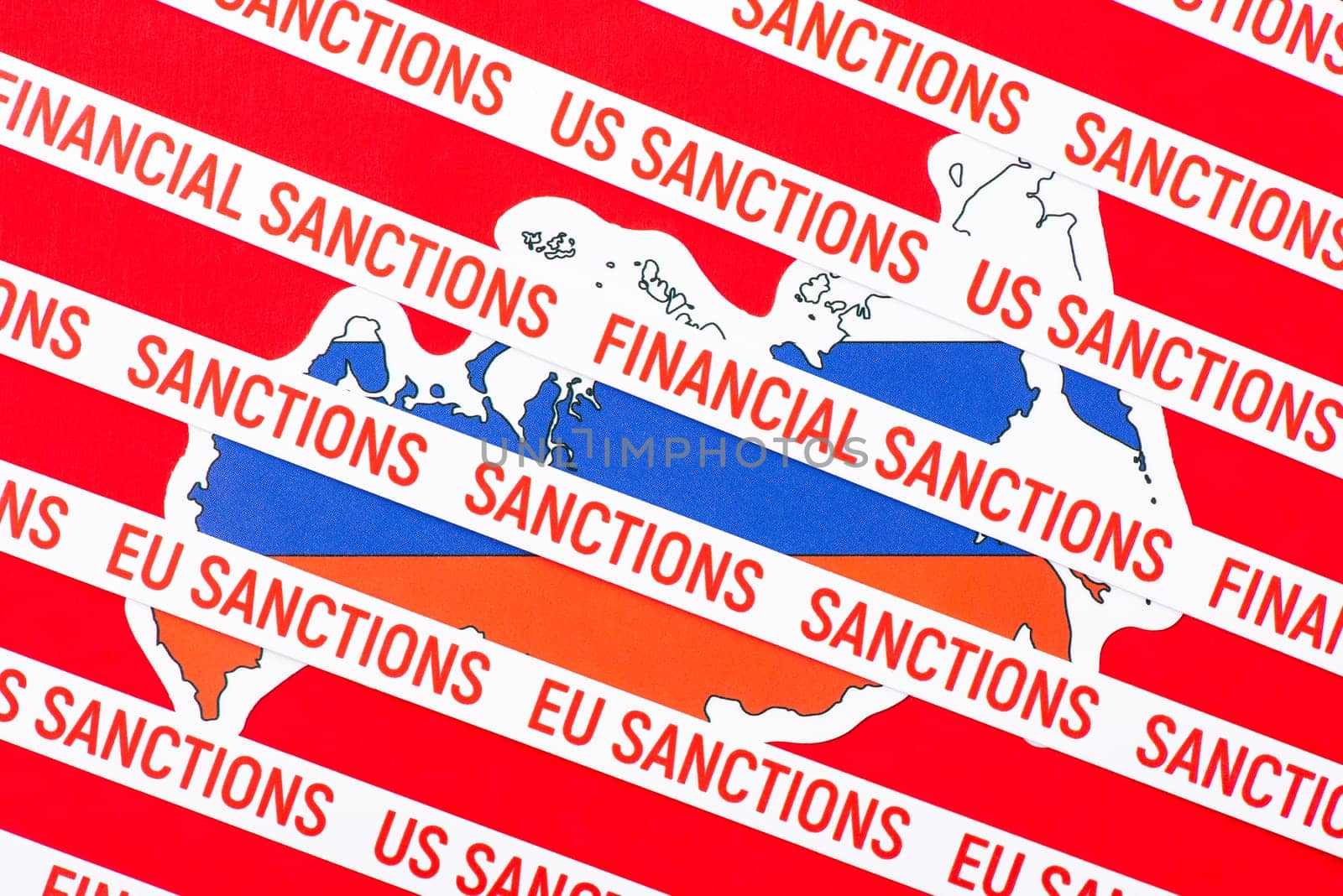 Concept of international isolation of Russia, sanctions on Russia because of Ukraine invasion