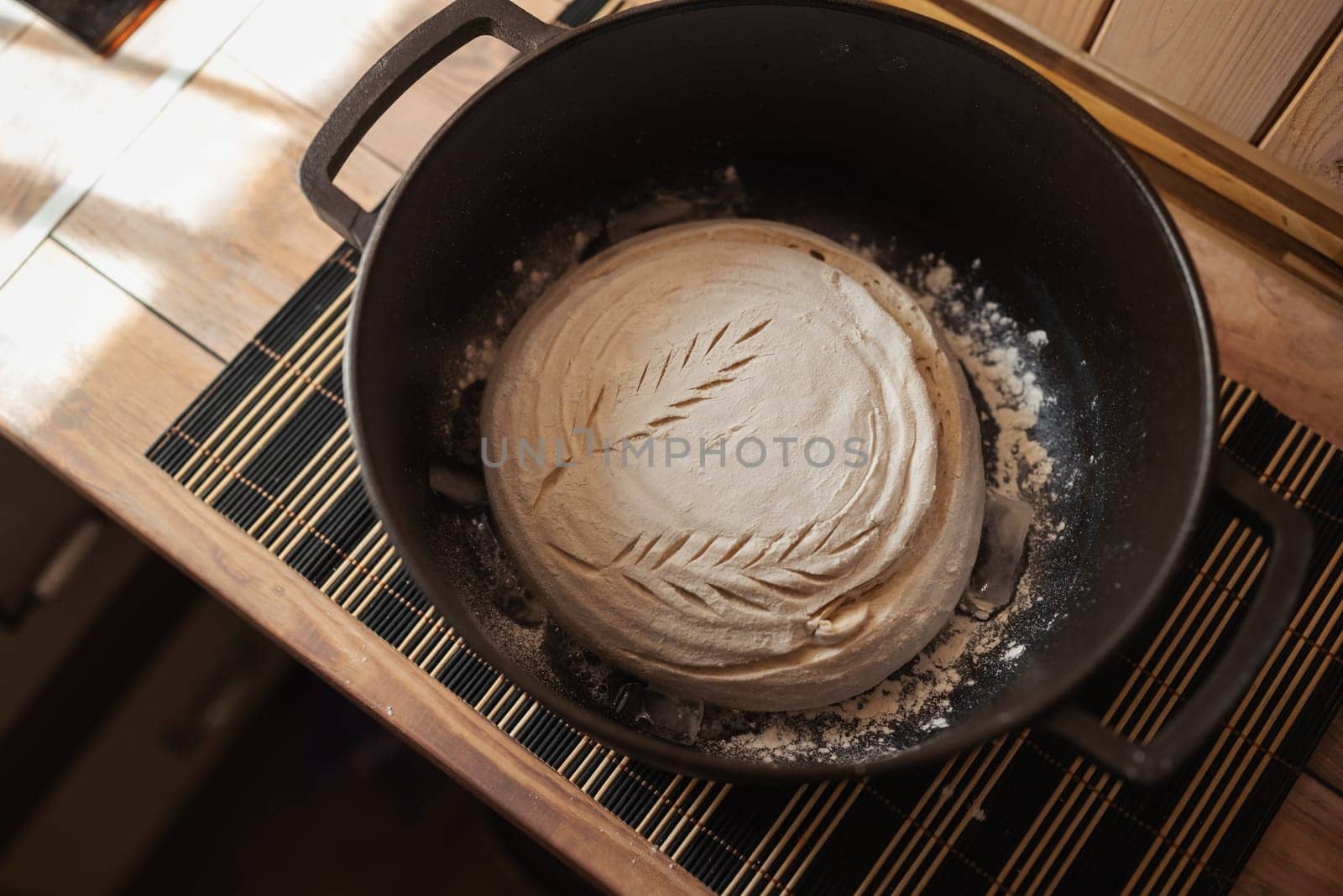 Ready for baking bread loaf in pan by VitaliiPetrushenko