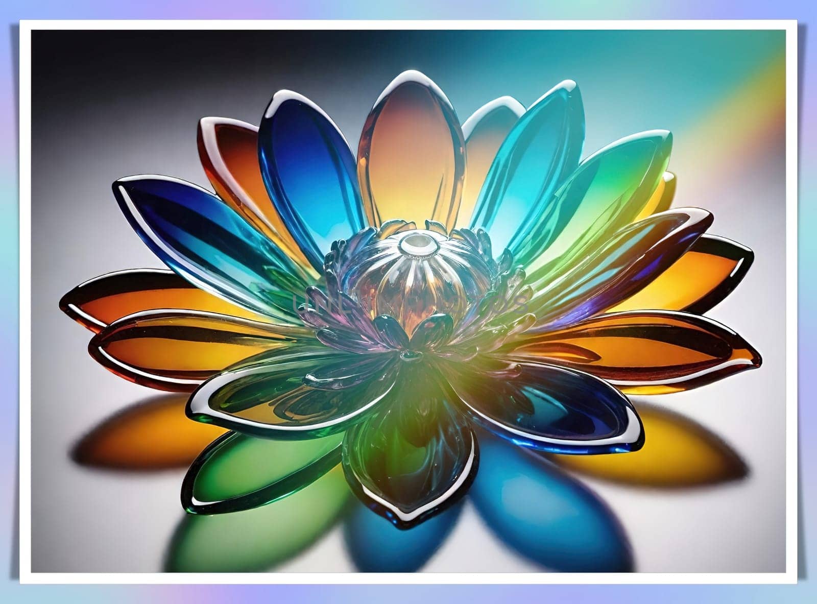 Colorful glass flower on a multicolored background. by yilmazsavaskandag