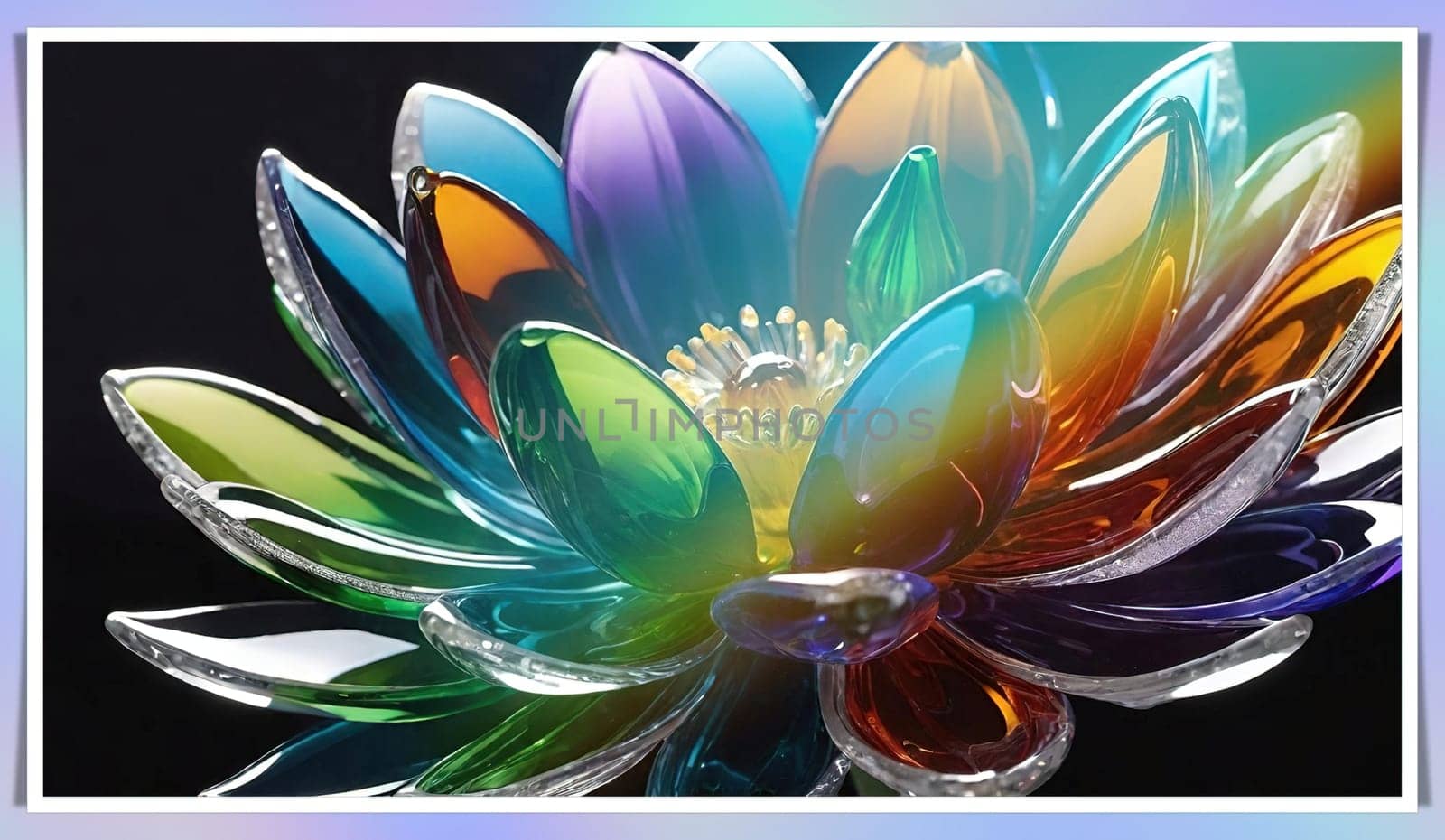 Colorful glass flower on a multicolored background. by yilmazsavaskandag