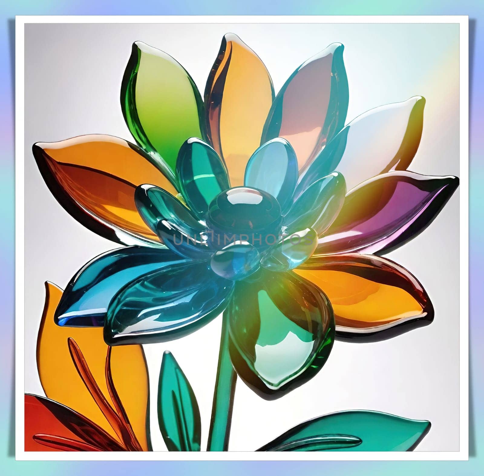 Colorful glass flower on a multicolored background. by yilmazsavaskandag