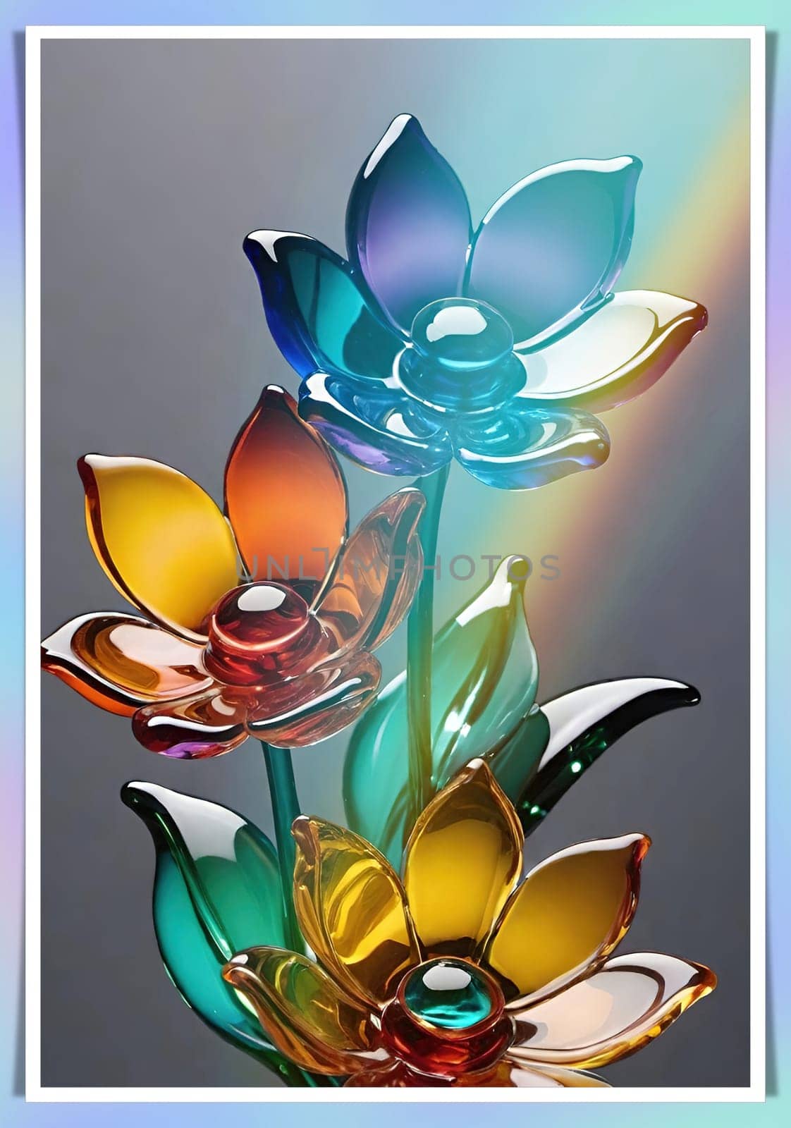 Colorful glass flower on a multicolored background. by yilmazsavaskandag