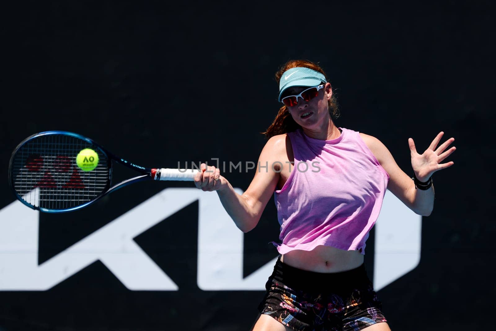 MELBOURNE, AUSTRALIA - JANUARY 12: Maya Joint of Australia playting Dayana Yastremska of Ukraine in final qualifying ahead of the 2024 Australian Open at Melbourne Park on January 12, 2024 in Melbourne, Australia.