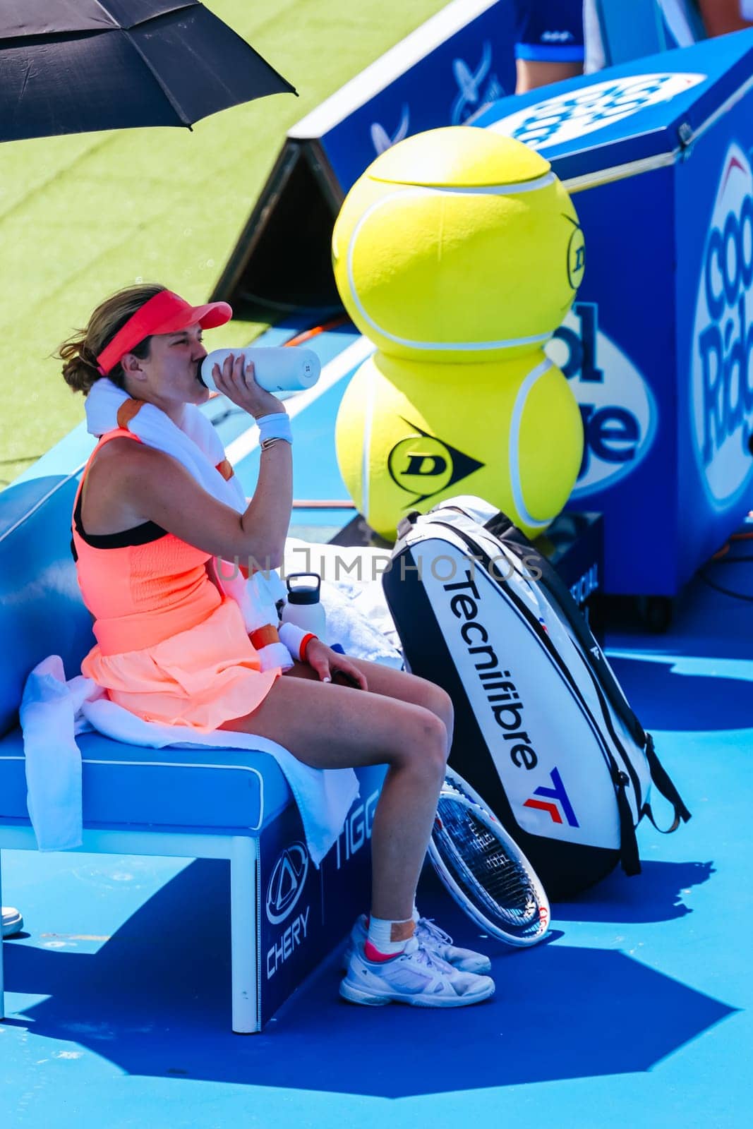 MELBOURNE, AUSTRALIA - JANUARY 12: Danielle Collins plays Mirra Andreeva of Russia during day three of the 2024 Kooyong Classic at Kooyong on January 12, 2024 in Melbourne, Australia.