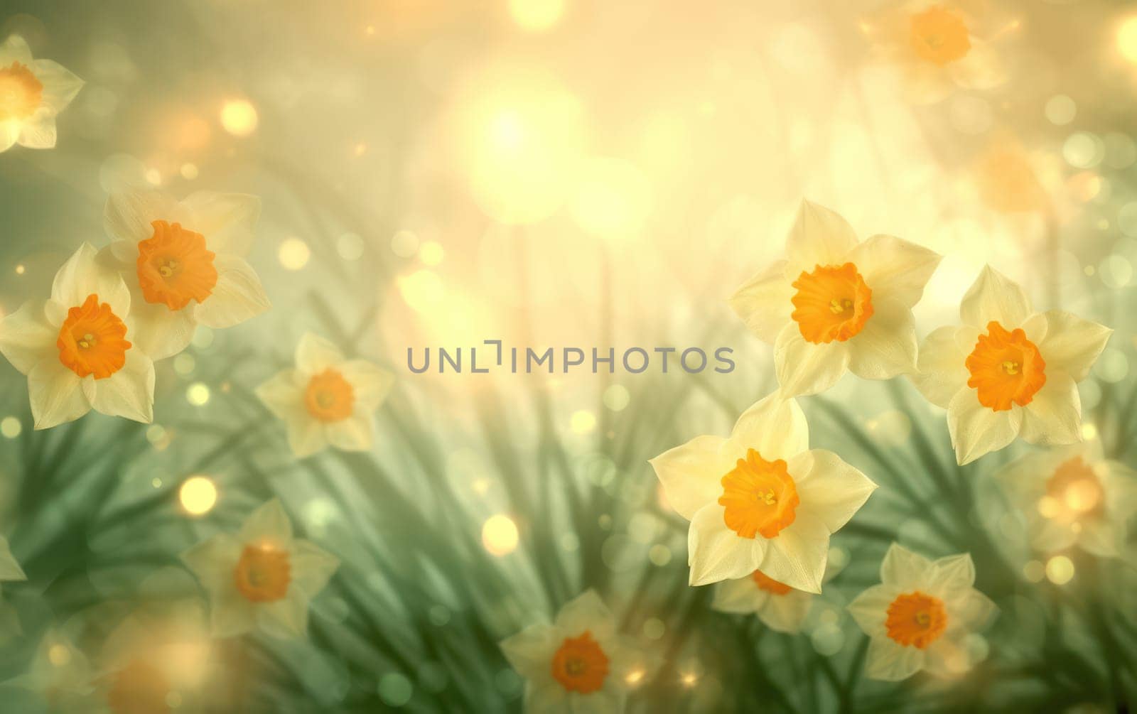 Vibrant Yellow Narcissus: A Bright Blossom of Springtime Beauty in a Colorful Floral Field