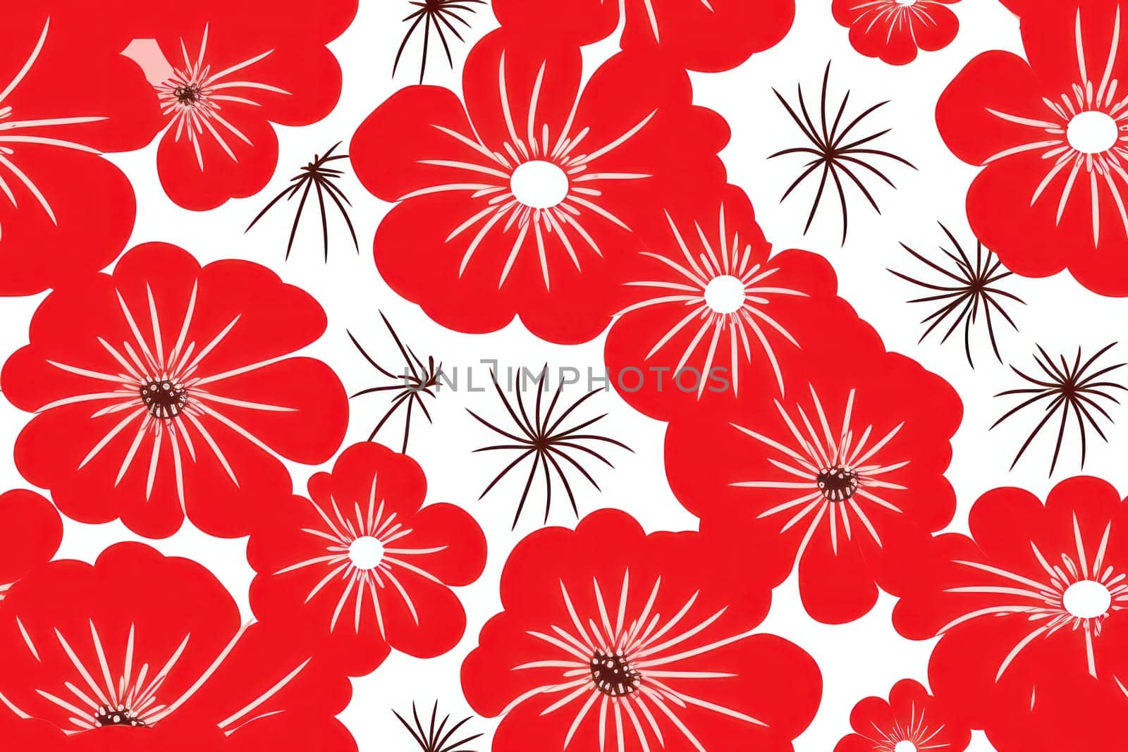 Flower Power: A Vibrant Floral Pattern on a White Background, Seamless and Graphic by Vichizh