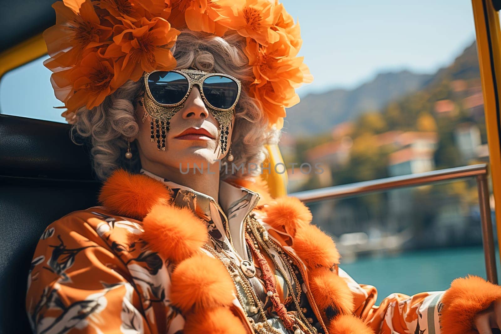 A man in fancy dress at the Venice Festival. High quality photo