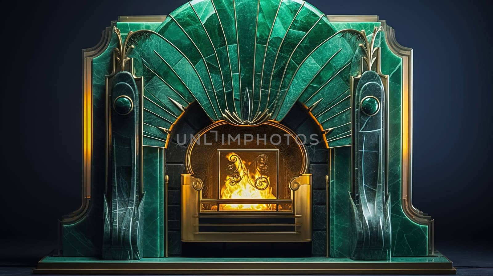 Contemporary malachite stone fireplace design. by Yurich32