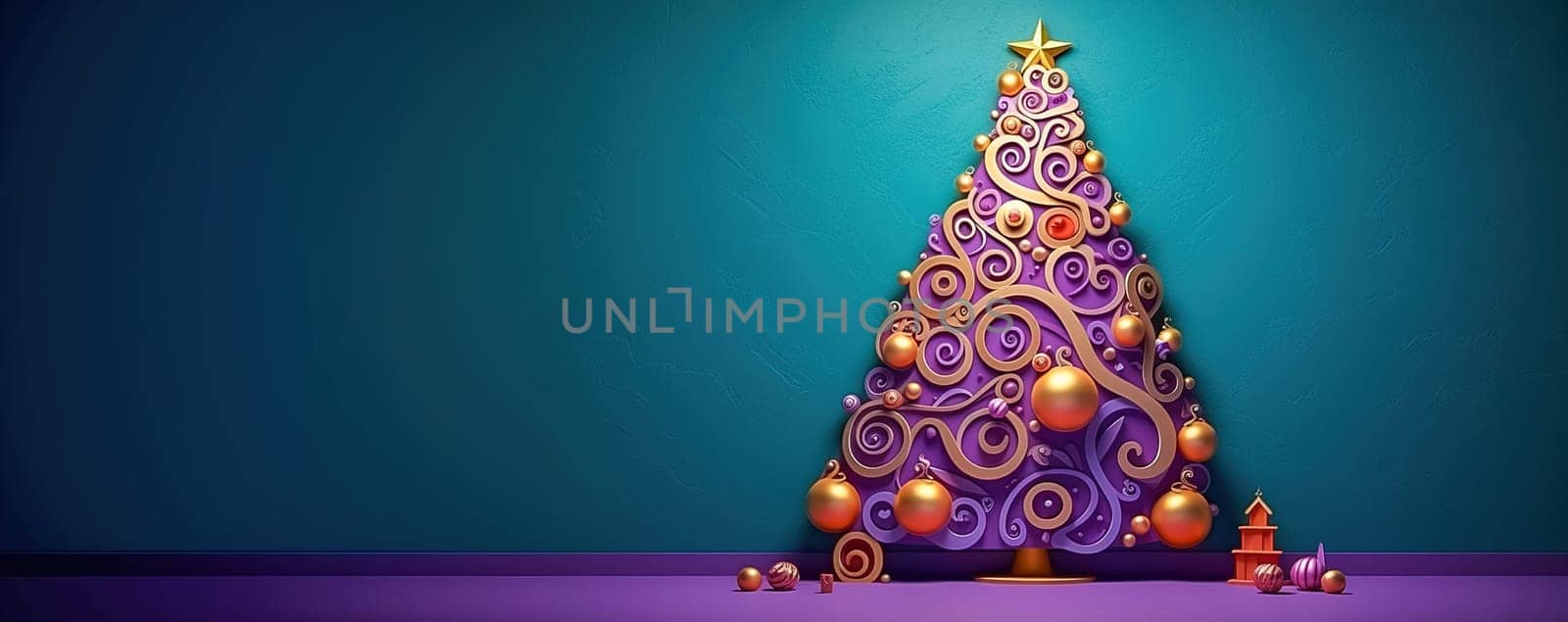 Illustration of 3d Christmas tree on green background. High quality illustration