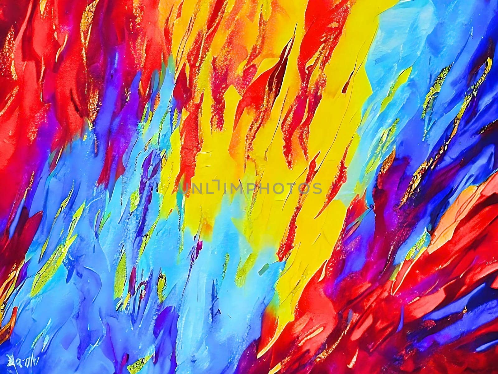 Abstract watercolor colorful digital painting blurred color splash. Generative AI