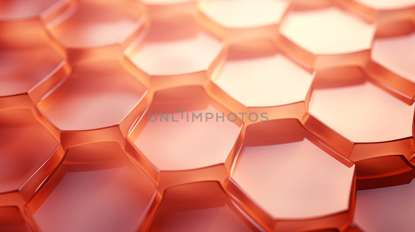 Close-up of a geometric pattern with copper hexagons creating an abstract background.