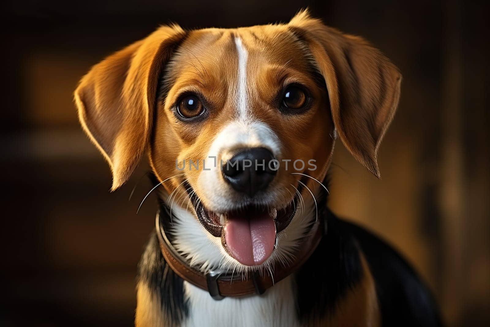 Portrait of a beagle on an orange background. by Niko_Cingaryuk