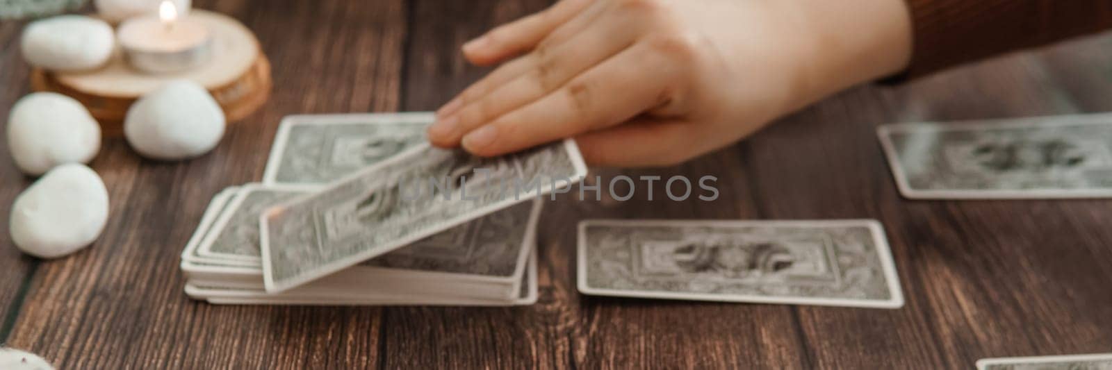 TVER, RUSSIA - FEBRUARY 11, 2023. Tarot cards, Tarot card divination, fortune telling. Occultism, esoteric education. by Annu1tochka