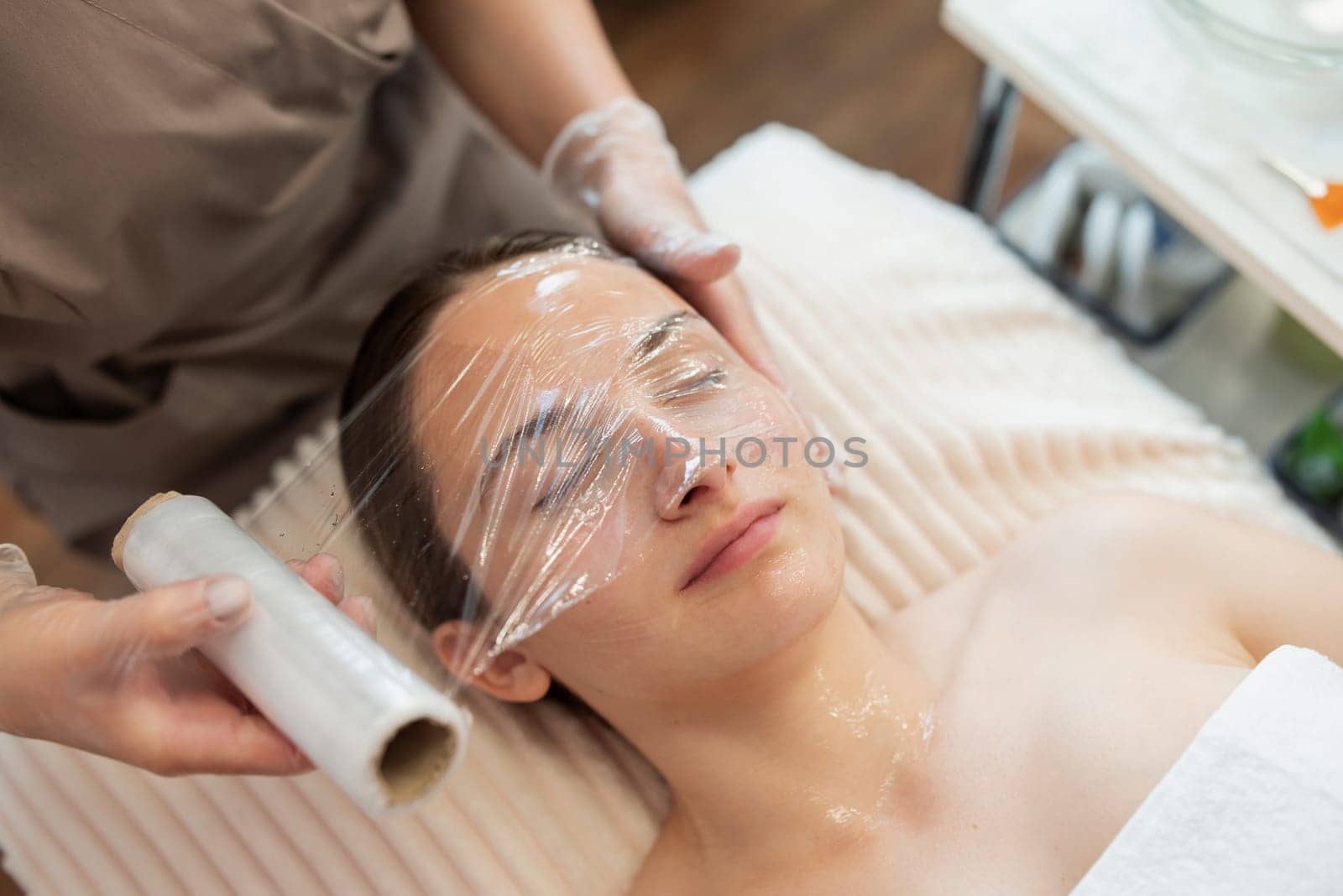 Beauty cosmetology clinic, cleaning skin and pores on face
