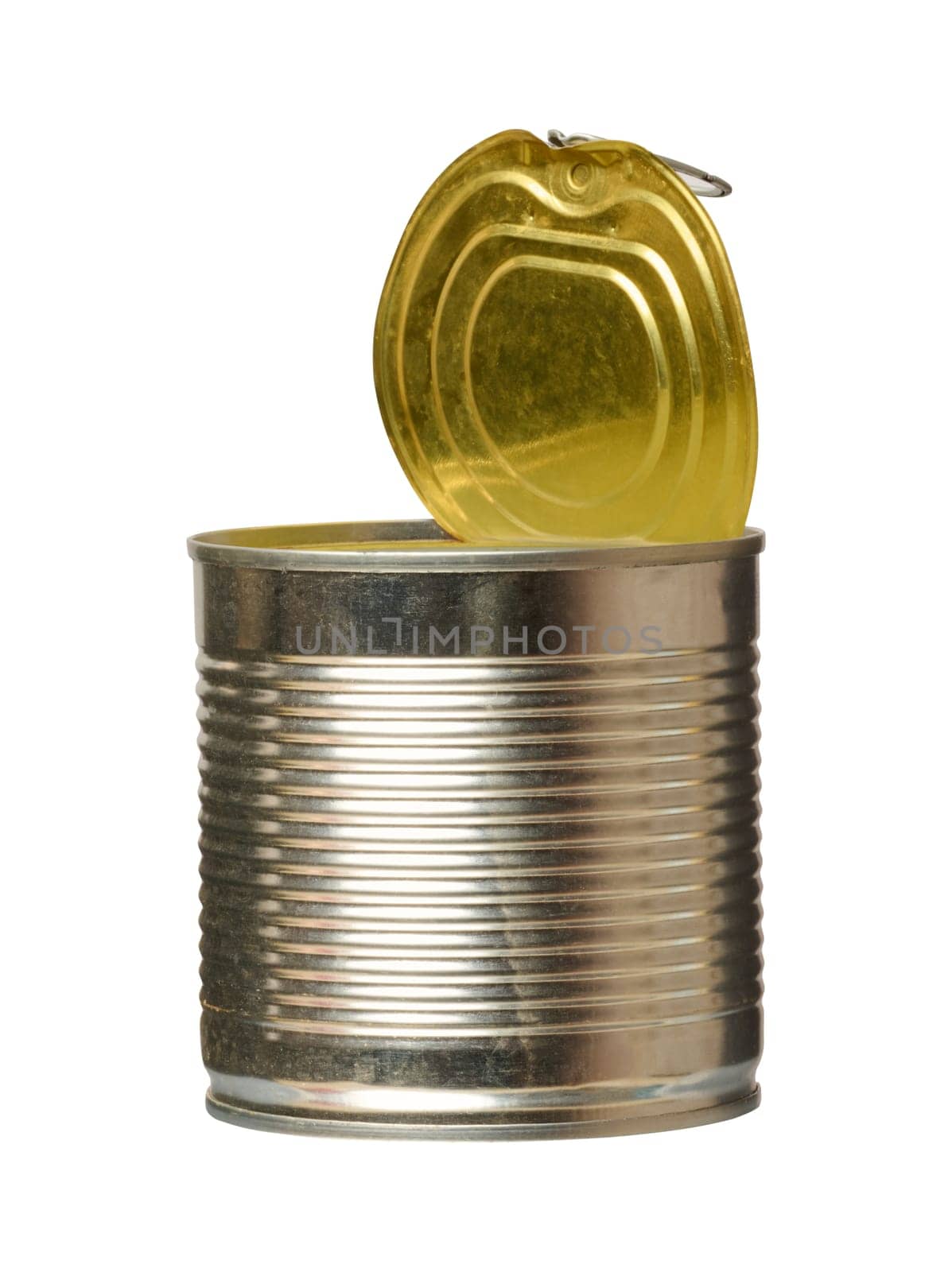 Iron can for food preservation on a white background. 