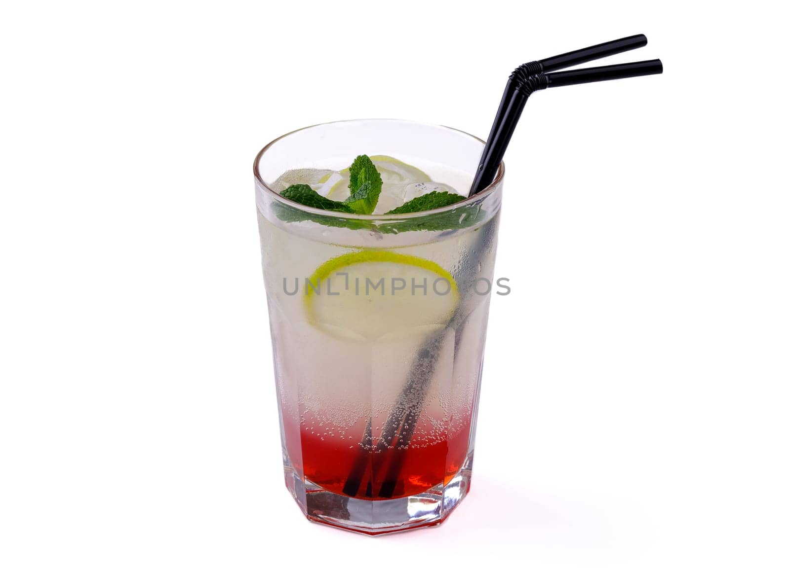appetizing fresh lemonade on a white background for food delivery site
