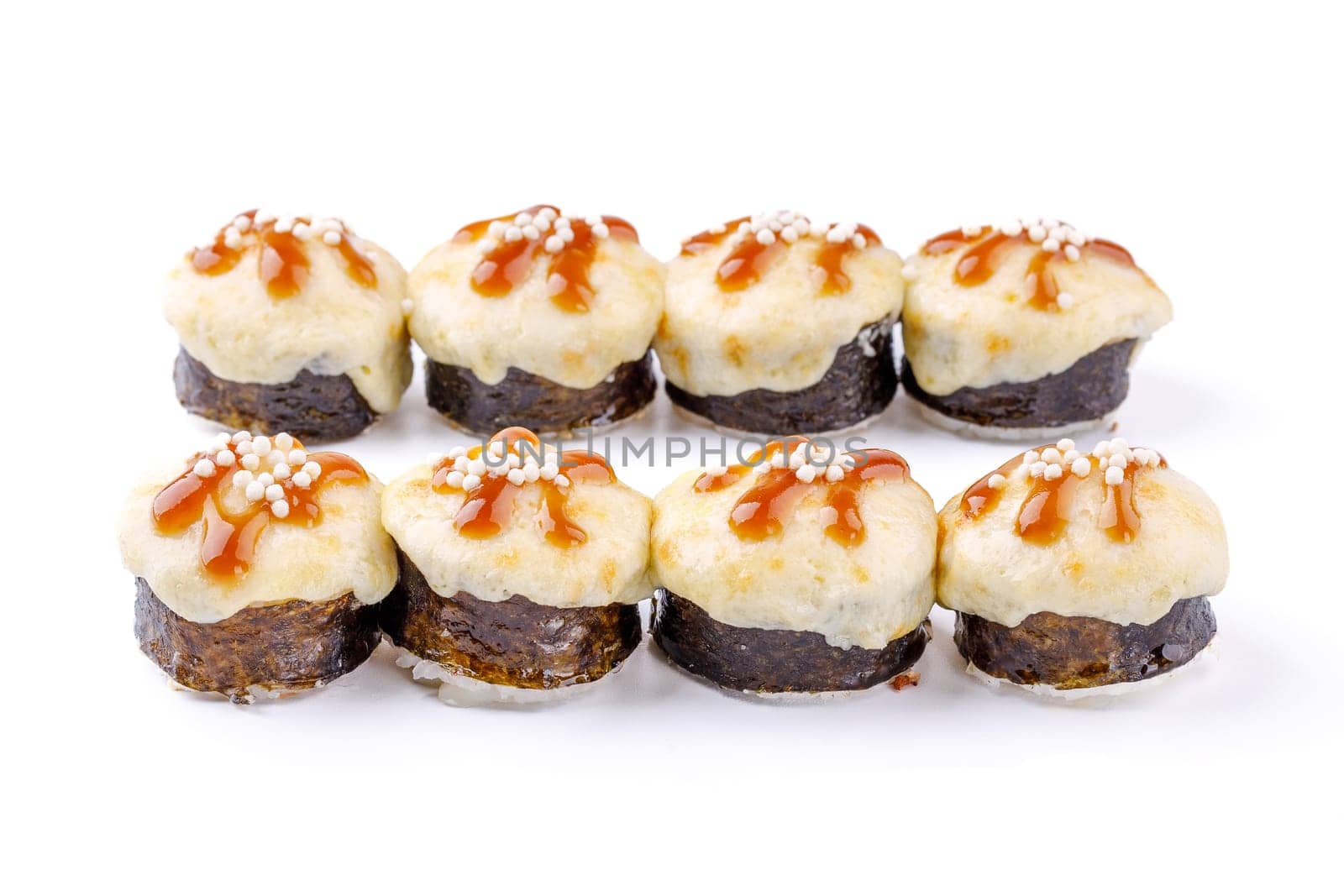 fresh appetizing baked rolls on a white background for food delivery site 1