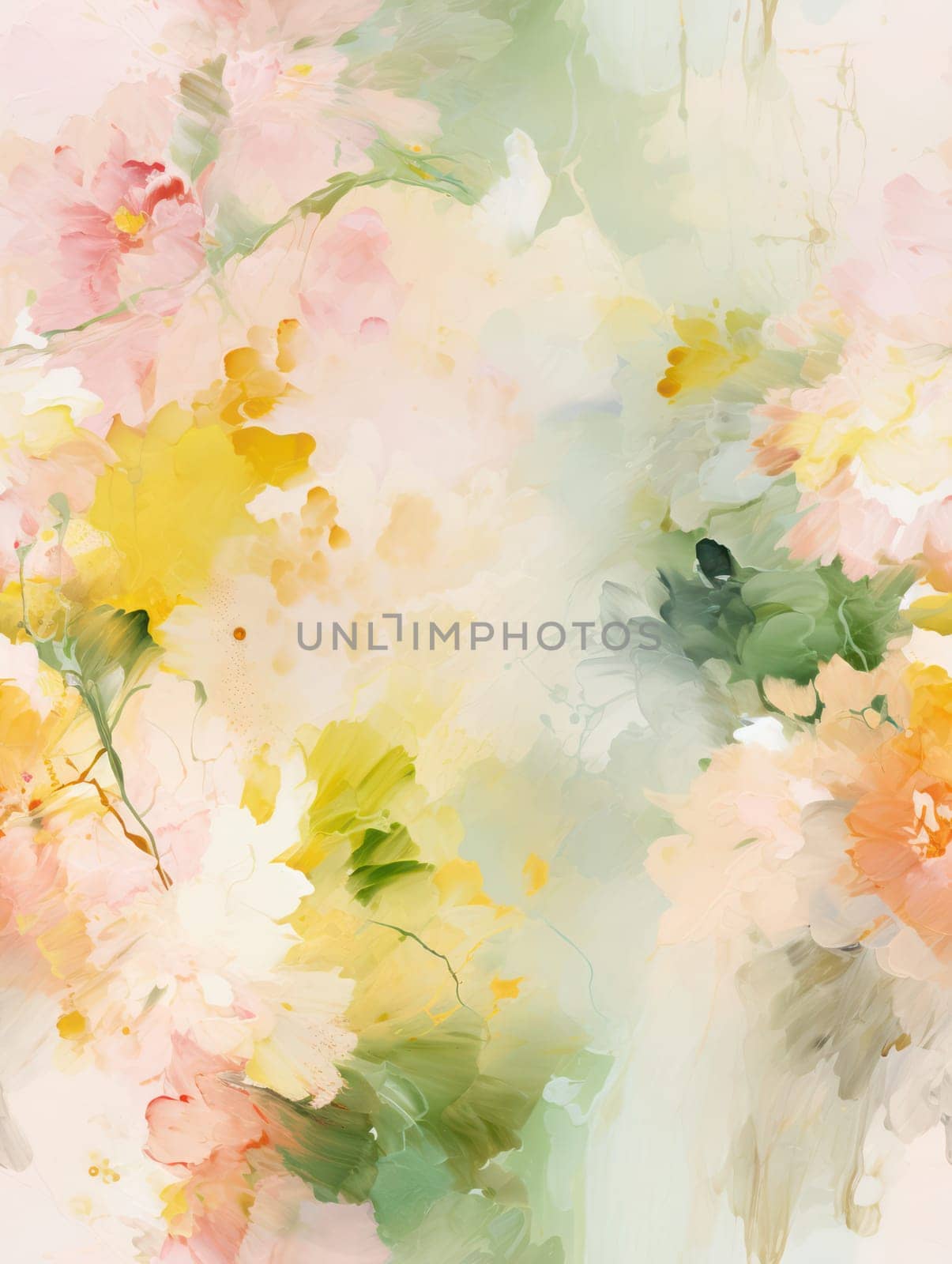 Watercolor Floral Art: Blossoming Spring Bouquet on Abstract Nature Background by Vichizh